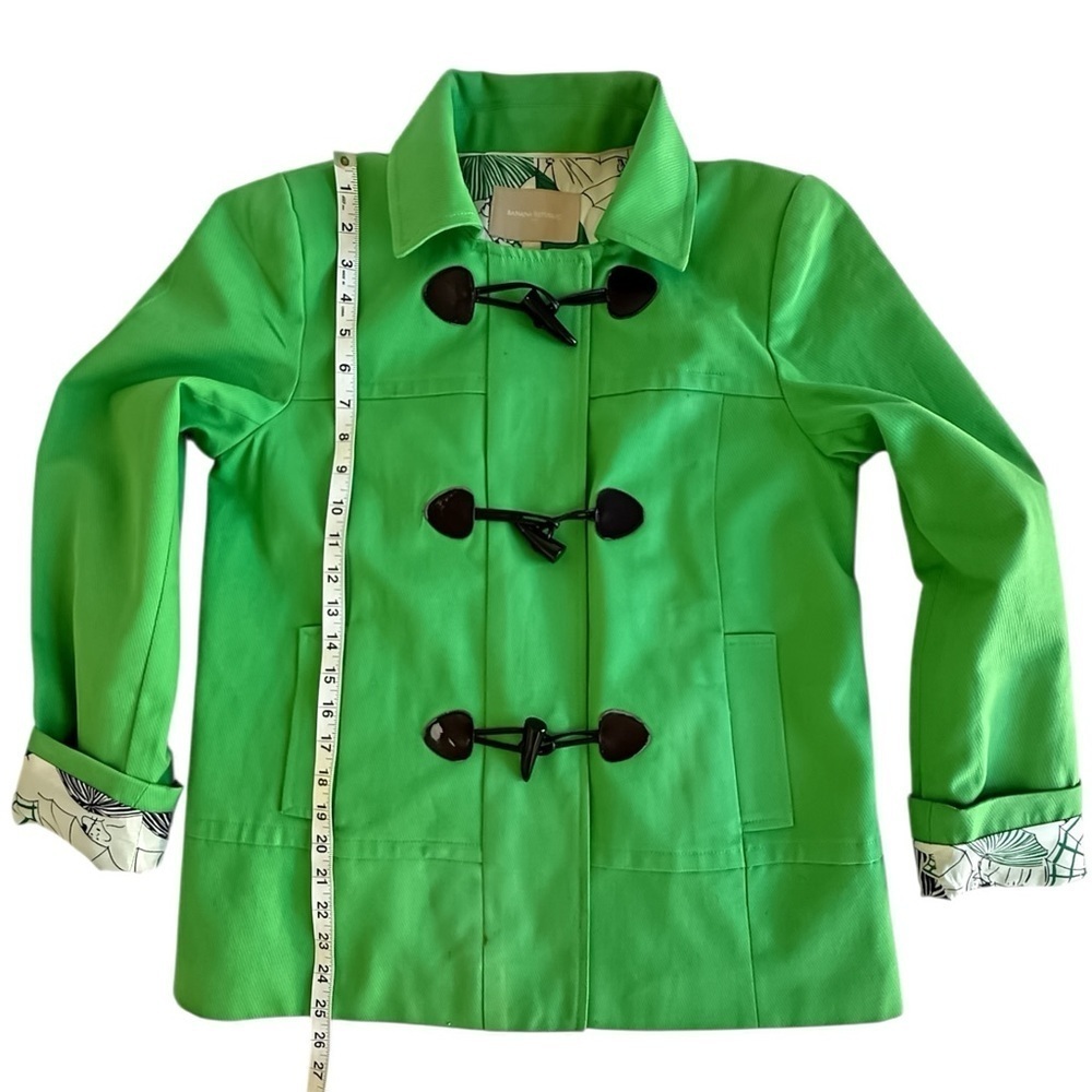 Banana Republic Kelly Green Toggle Peacoat Jacket S Twill Umbrella Print Lining - Picture 10 of 12